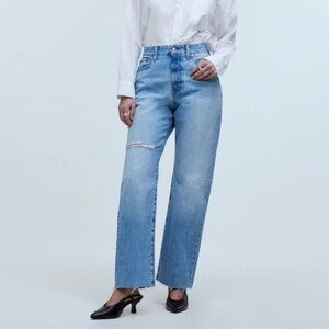 MADEWELL The Curvy '90s Straight Full Length Distressed High Rise Jeans 29P